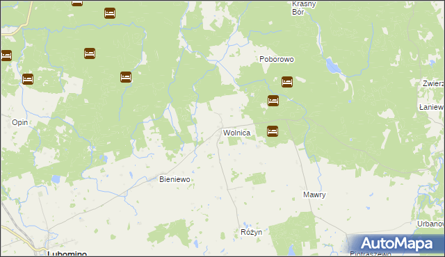 mapa Wolnica gmina Lubomino, Wolnica gmina Lubomino na mapie Targeo