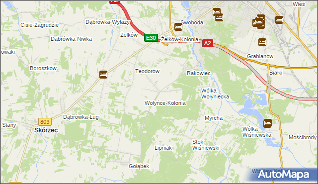 mapa Wołyńce gmina Siedlce, Wołyńce gmina Siedlce na mapie Targeo