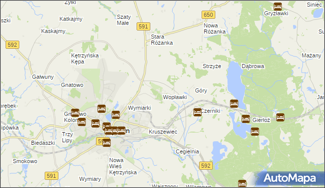 mapa Wopławki, Wopławki na mapie Targeo