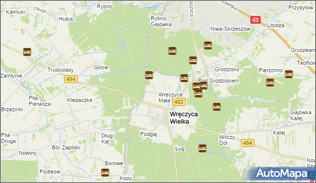 mapa Wręczyca Mała, Wręczyca Mała na mapie Targeo