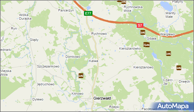 mapa Wróble gmina Grunwald, Wróble gmina Grunwald na mapie Targeo