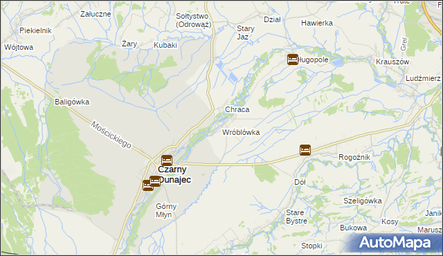 mapa Wróblówka gmina Czarny Dunajec, Wróblówka gmina Czarny Dunajec na mapie Targeo