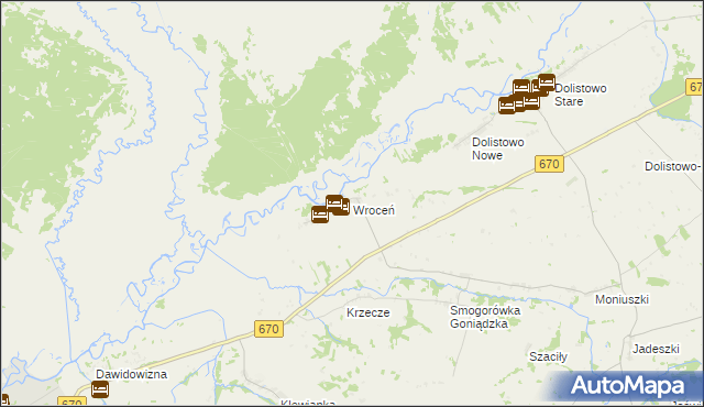 mapa Wroceń, Wroceń na mapie Targeo