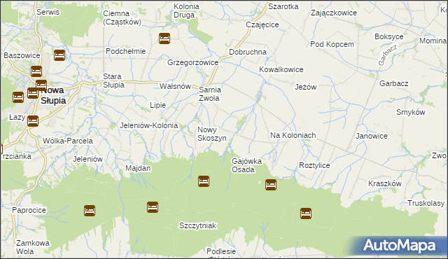 mapa Wronów gmina Waśniów, Wronów gmina Waśniów na mapie Targeo