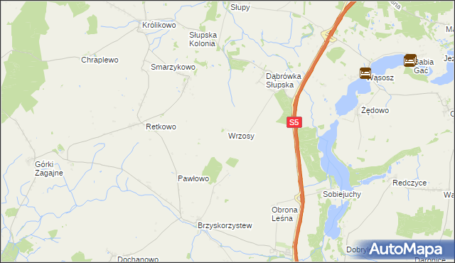 mapa Wrzosy gmina Szubin, Wrzosy gmina Szubin na mapie Targeo