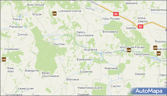 mapa Wygnanka gmina Mszczonów, Wygnanka gmina Mszczonów na mapie Targeo