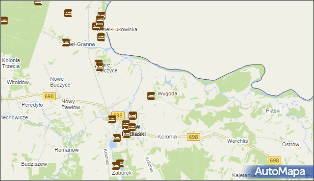mapa Wygoda gmina Janów Podlaski, Wygoda gmina Janów Podlaski na mapie Targeo