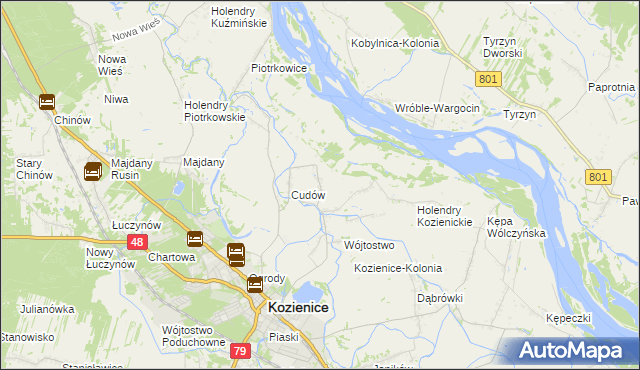 mapa Wymysłów gmina Kozienice, Wymysłów gmina Kozienice na mapie Targeo