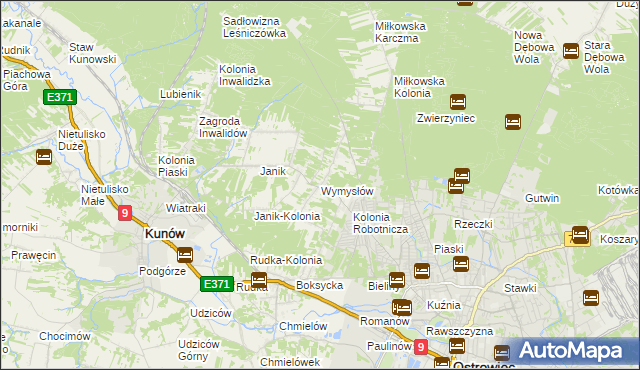 mapa Wymysłów gmina Kunów, Wymysłów gmina Kunów na mapie Targeo
