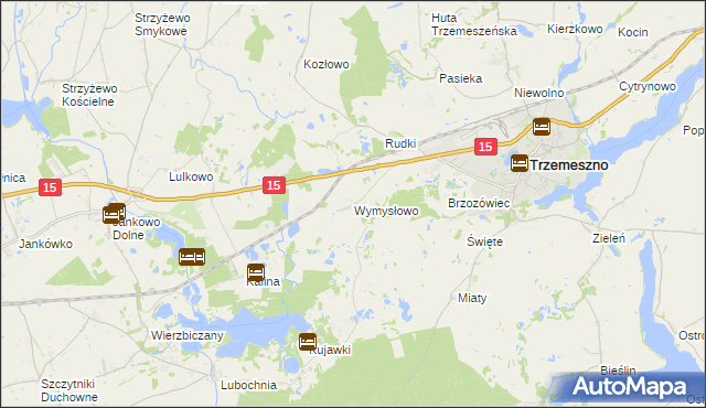 mapa Wymysłowo gmina Trzemeszno, Wymysłowo gmina Trzemeszno na mapie Targeo