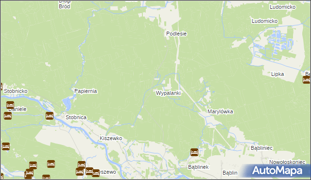 mapa Wypalanki gmina Oborniki, Wypalanki gmina Oborniki na mapie Targeo