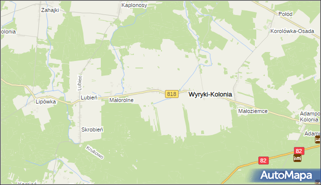 mapa Wyryki-Wola, Wyryki-Wola na mapie Targeo