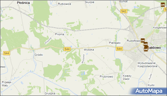 mapa Wysoka gmina Działdowo, Wysoka gmina Działdowo na mapie Targeo