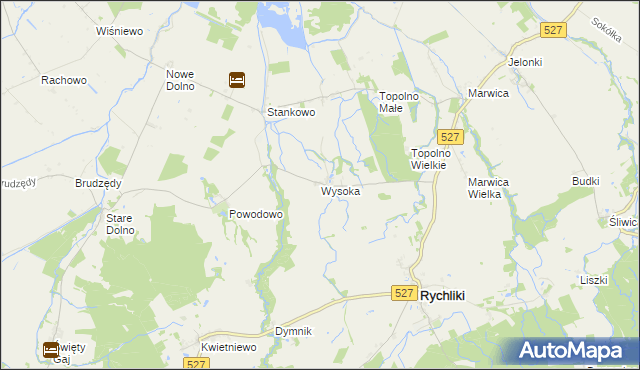 mapa Wysoka gmina Rychliki, Wysoka gmina Rychliki na mapie Targeo