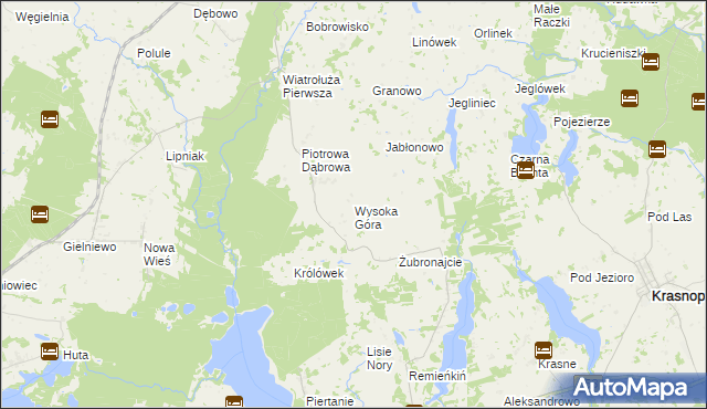 mapa Wysoka Góra gmina Krasnopol, Wysoka Góra gmina Krasnopol na mapie Targeo