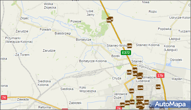 mapa Wysokie gmina Zamość, Wysokie gmina Zamość na mapie Targeo