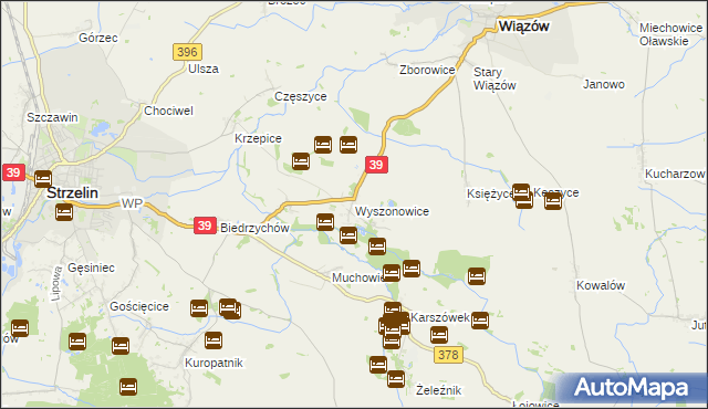 mapa Wyszonowice, Wyszonowice na mapie Targeo