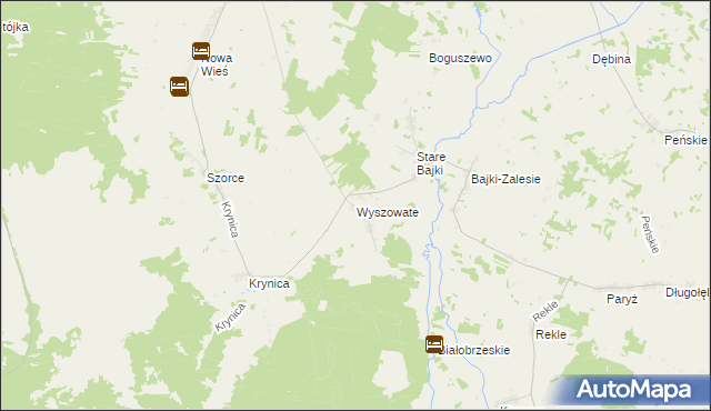 mapa Wyszowate gmina Trzcianne, Wyszowate gmina Trzcianne na mapie Targeo