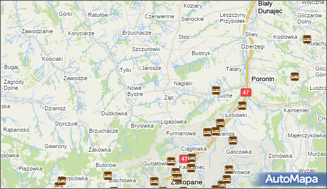 mapa Ząb, Ząb na mapie Targeo