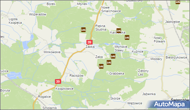 mapa Żaba, Żaba na mapie Targeo