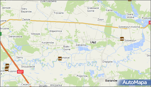 mapa Żabianka gmina Ułęż, Żabianka gmina Ułęż na mapie Targeo