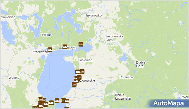 mapa Żabinka gmina Kruklanki, Żabinka gmina Kruklanki na mapie Targeo