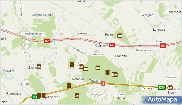 mapa Zabłocie gmina Biała Podlaska, Zabłocie gmina Biała Podlaska na mapie Targeo