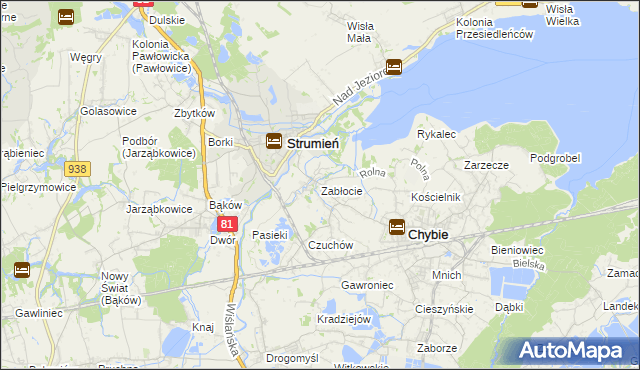 mapa Zabłocie gmina Strumień, Zabłocie gmina Strumień na mapie Targeo