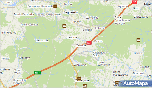 mapa Zabłocie gmina Zagnańsk, Zabłocie gmina Zagnańsk na mapie Targeo