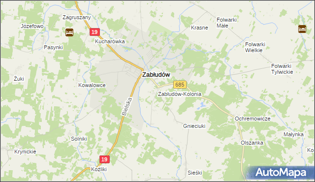 mapa Zabłudów-Kolonia, Zabłudów-Kolonia na mapie Targeo