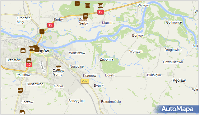 mapa Zabornia gmina Głogów, Zabornia gmina Głogów na mapie Targeo