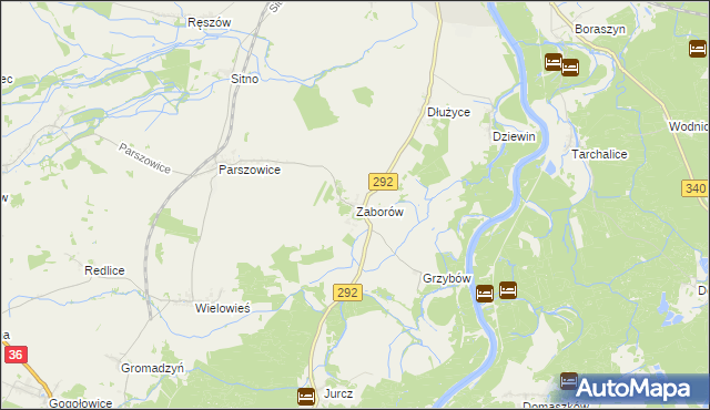 mapa Zaborów gmina Ścinawa, Zaborów gmina Ścinawa na mapie Targeo