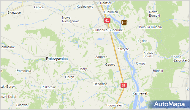 mapa Zaborze gmina Pokrzywnica, Zaborze gmina Pokrzywnica na mapie Targeo
