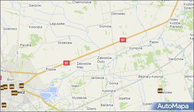 mapa Zabostów Duży, Zabostów Duży na mapie Targeo