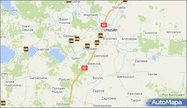 mapa Zabrodzie gmina Urszulin, Zabrodzie gmina Urszulin na mapie Targeo