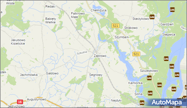 mapa Ząbrowo gmina Iława, Ząbrowo gmina Iława na mapie Targeo