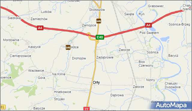 mapa Zadąbrowie gmina Orły, Zadąbrowie gmina Orły na mapie Targeo
