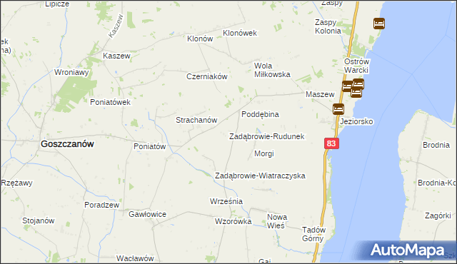 mapa Zadąbrowie-Rudunek, Zadąbrowie-Rudunek na mapie Targeo