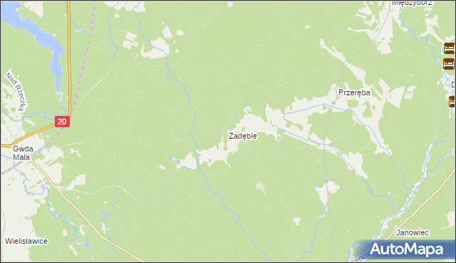 mapa Zadębie gmina Rzeczenica, Zadębie gmina Rzeczenica na mapie Targeo