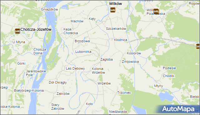 mapa Zagłoba gmina Wilków, Zagłoba gmina Wilków na mapie Targeo