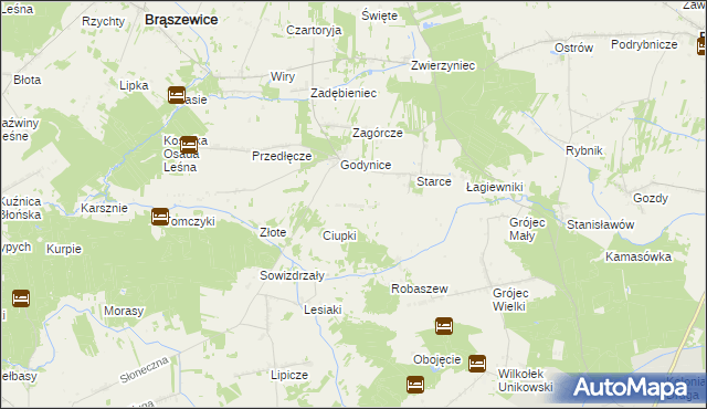 mapa Zagóra gmina Brąszewice, Zagóra gmina Brąszewice na mapie Targeo