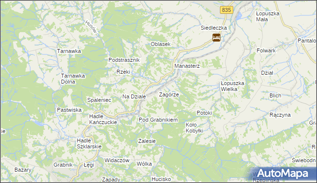 mapa Zagórze gmina Jawornik Polski, Zagórze gmina Jawornik Polski na mapie Targeo