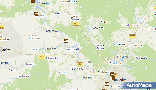 mapa Zagrody gmina Staszów, Zagrody gmina Staszów na mapie Targeo