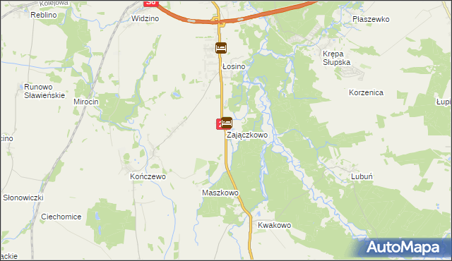 mapa Zajączkowo gmina Kobylnica, Zajączkowo gmina Kobylnica na mapie Targeo