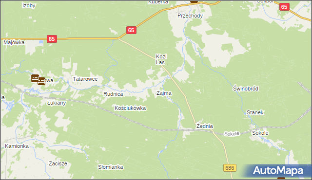 mapa Zajma, Zajma na mapie Targeo