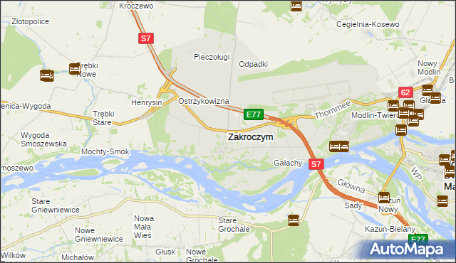 mapa Zakroczym, Zakroczym na mapie Targeo