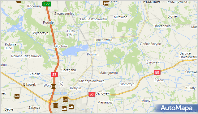 mapa Zakrzewska Wola gmina Grójec, Zakrzewska Wola gmina Grójec na mapie Targeo
