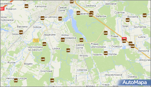 mapa Zalesie Górne, Zalesie Górne na mapie Targeo