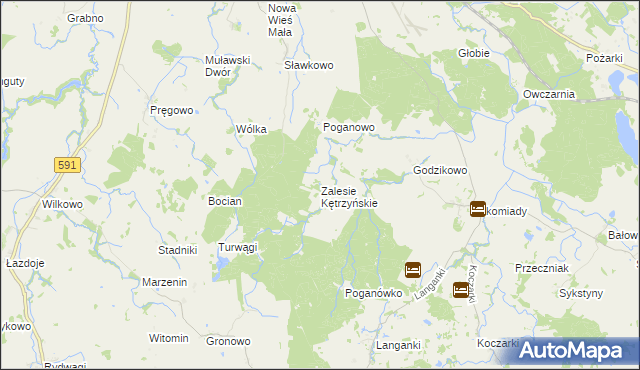 mapa Zalesie Kętrzyńskie, Zalesie Kętrzyńskie na mapie Targeo