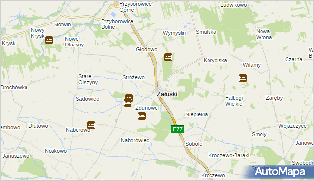 mapa Załuski powiat płoński, Załuski powiat płoński na mapie Targeo